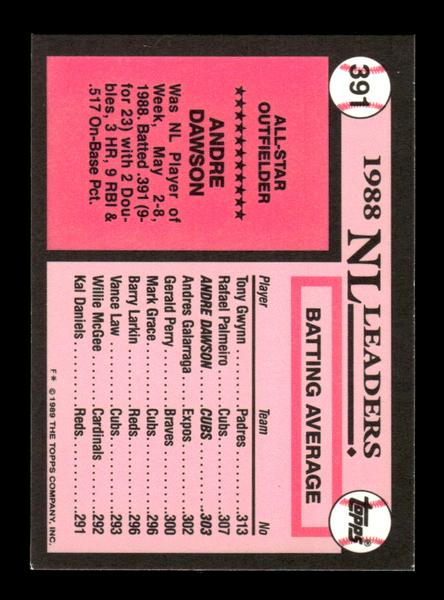 1989 Topps #391 Andre Dawson Tiffany Near Mint or Better HOF-10003477