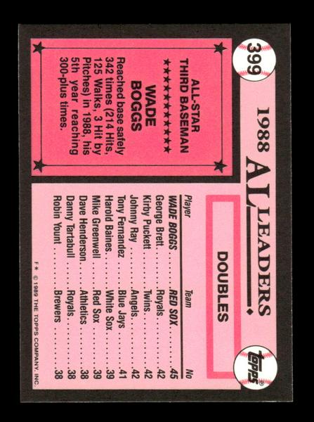 1989 Topps #399 Wade Boggs Tiffany Near Mint or Better HOF-10003479