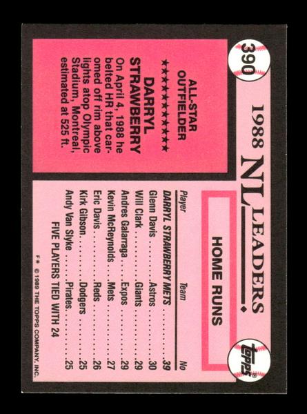 1989 Topps #390 Darryl Strawberry Tiffany Near Mint or Better HOF-10003482