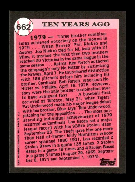 1989 Topps #662 Lou Brock Tiffany Near Mint or Better HOF-10003484