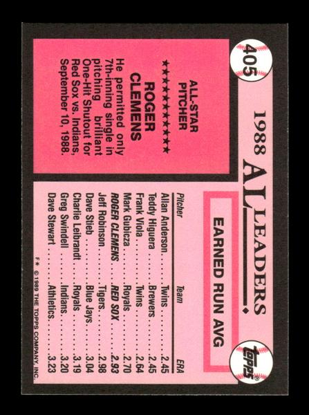 1989 Topps #405 Roger Clemens Tiffany Near Mint or Better HOF-10003488