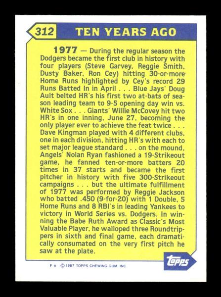 1987 Topps #312 Reggie Jackson Collector's Edition Tiffany NM HOF-10003539