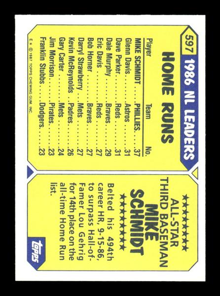 1987 Topps #597 Mike Schmidt Collector's Edition Tiffany NM HOF-10003541