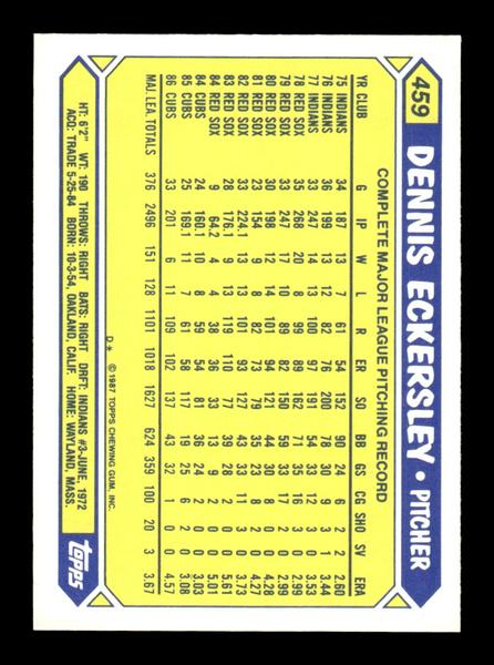 1987 Topps #459 Dennis Eckersley Collector's Edition Tiffany NMHOF-10003556