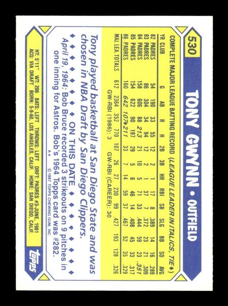 1987 Topps #530 Tony Gwynn Collector's Edition Tiffany NM HOF-10003569