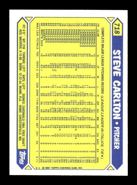 1987 Topps #718 Steve Carlton Collector's Edition Tiffany NM HOF-10003570