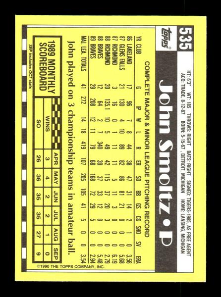 1990 Topps #535 John Smoltz Collector's Edition (Tiffany) Excellent HOF-10003664