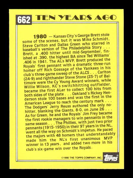 1990 Topps #662 Mike Schmidt Collector's Edition (Tiffany) Near Mint or Better HOF-10003678