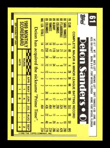 1990 Topps #61 Deion Sanders Collector's Edition (Tiffany) Near Mint or Better HOF-10003724