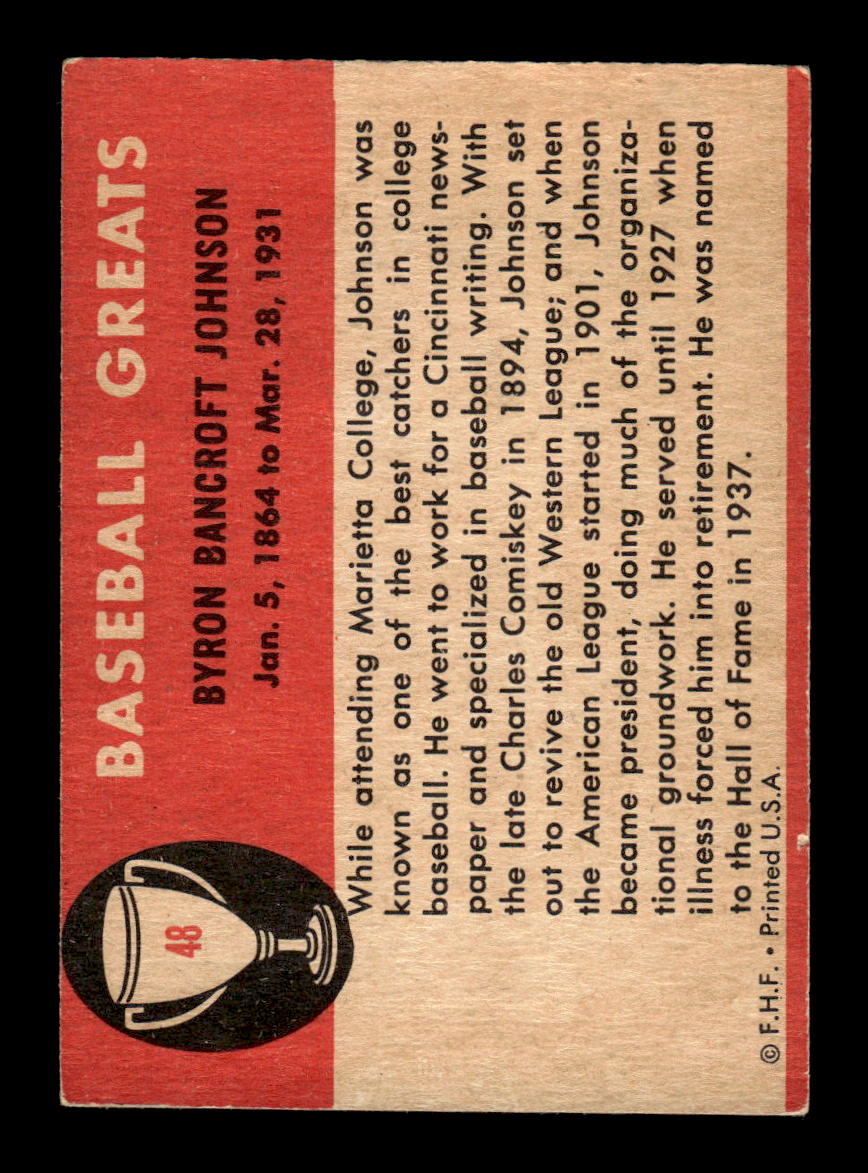 1961 Fleer Baseball Greats (F418-3) #48 Ban Johnson Very Good HOF-10003746