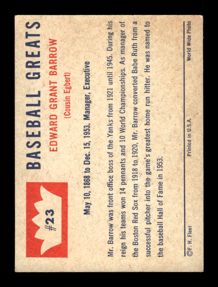 1960 Fleer Baseball Greats #23 Ed Barrow Very Good HOF-10003789