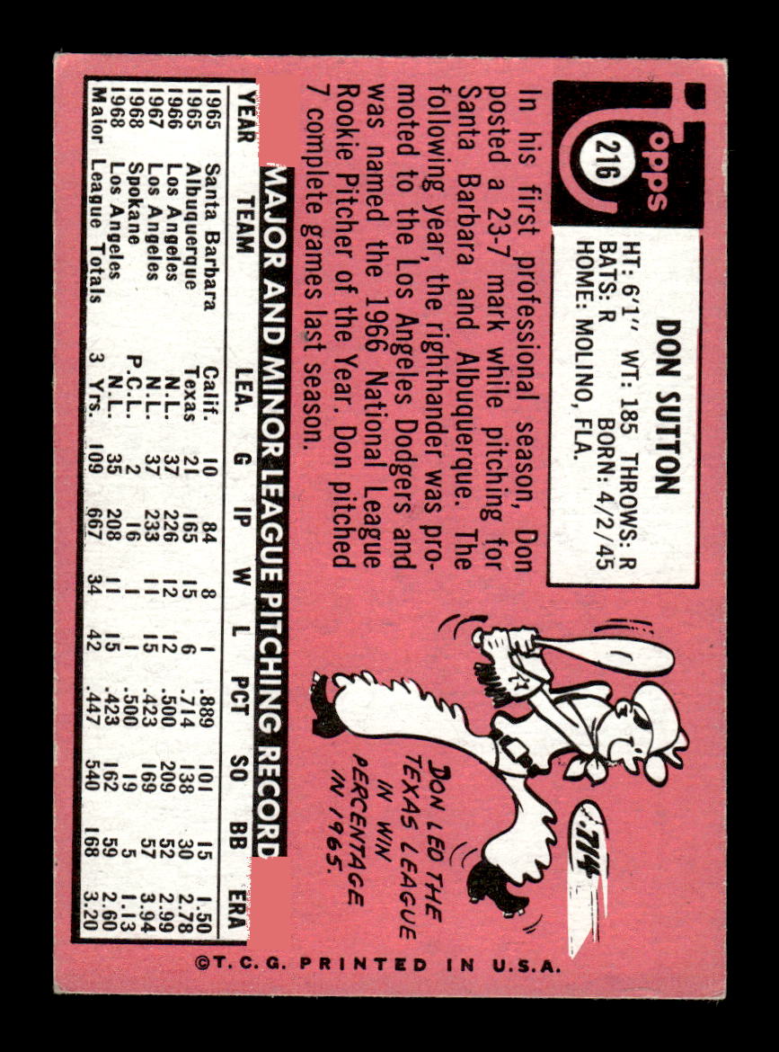 1969 Topps #216 Don Sutton Excellent HOF-10003829