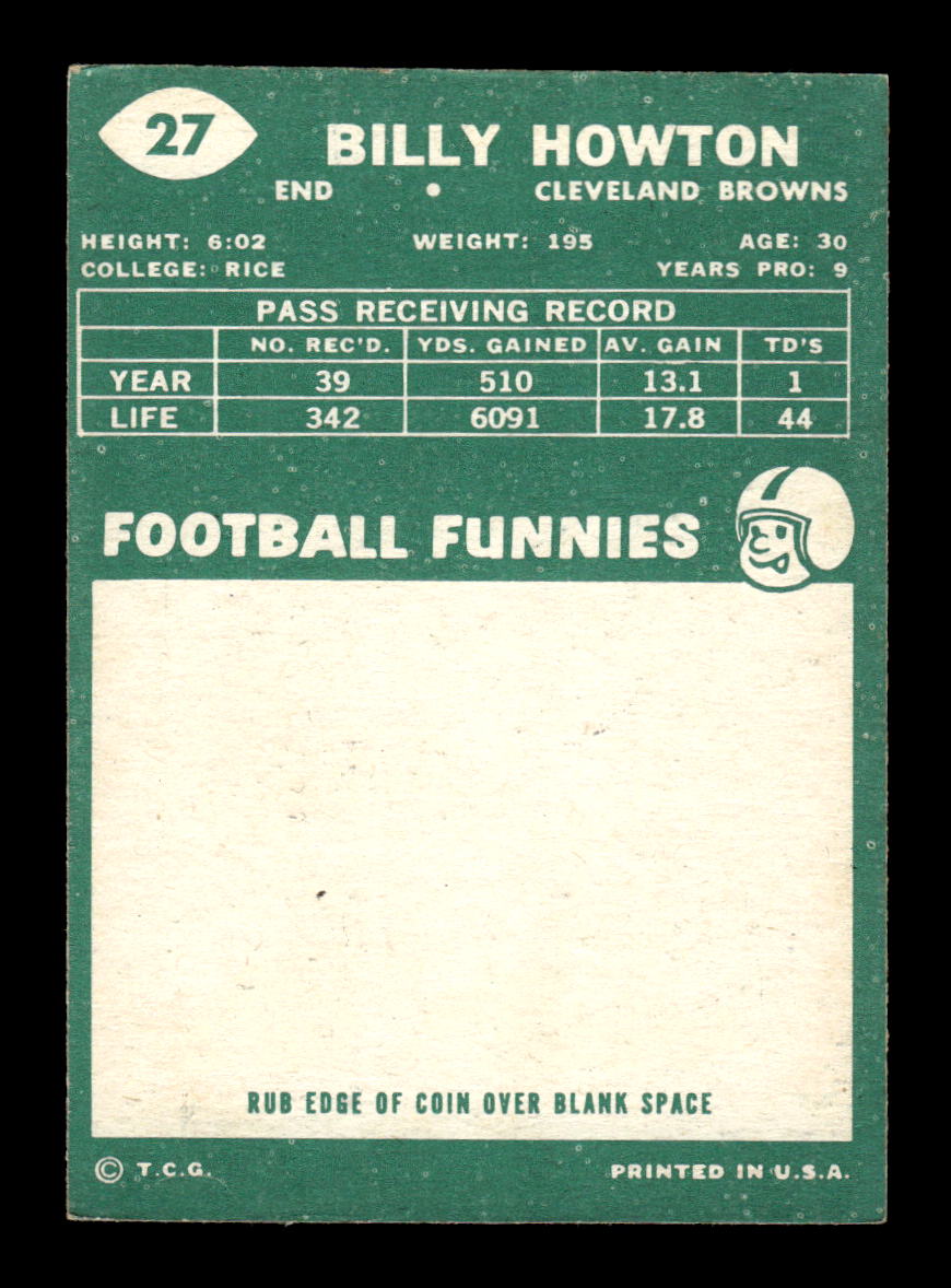 1960 Topps #27 Billy Howton Pack Fresh Excellent HOF-10003848