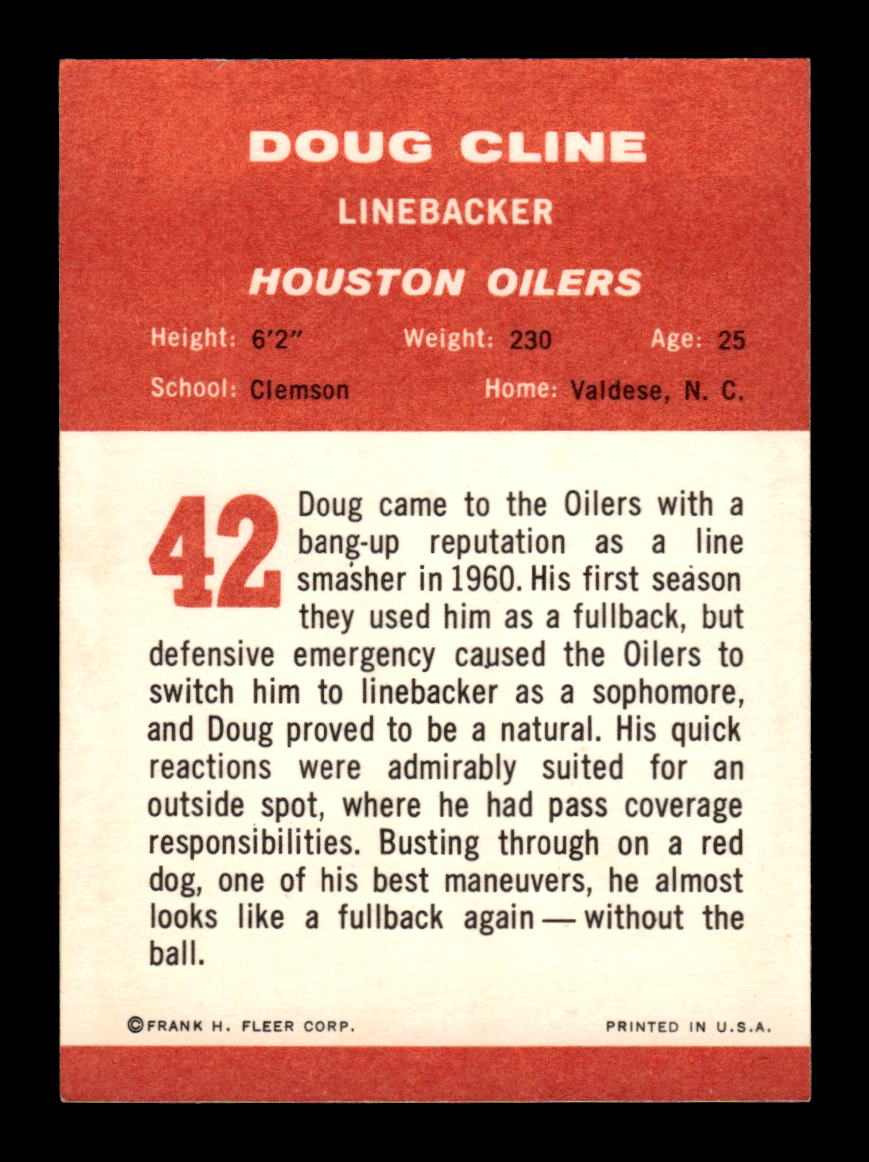 1963 Fleer #42 Doug Cline Pack Fresh Near Mint or Better HOF-10003868