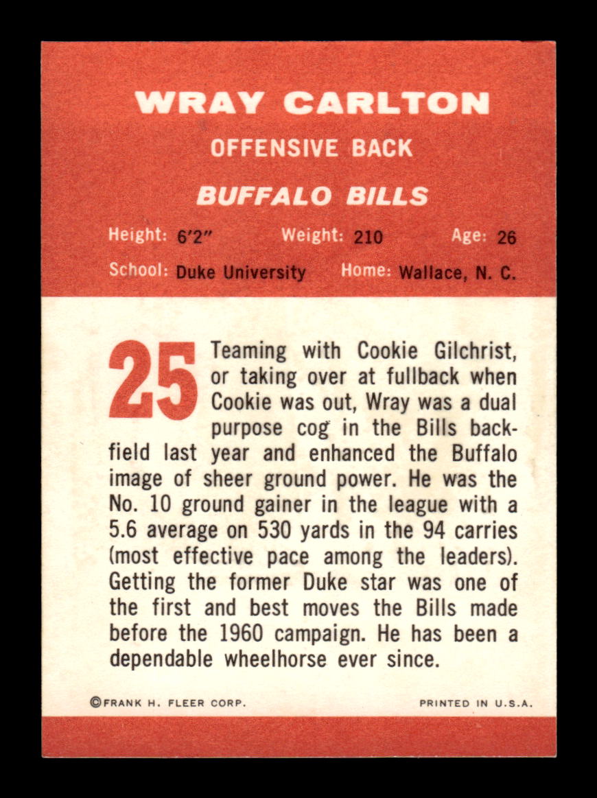 1963 Fleer #25 Wray Carlton Pack Fresh Near Mint or Better HOF-10003874