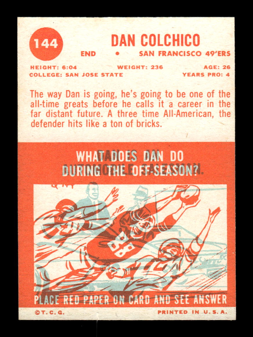 1963 Topps #144 Dan Colchico Pack Fresh Near Mint or Better HOF-10003885