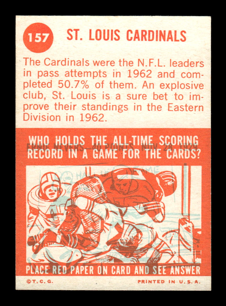 1963 Topps #157 St. Louis Cardinals Pack Fresh Near Mint or Better HOF-10003901