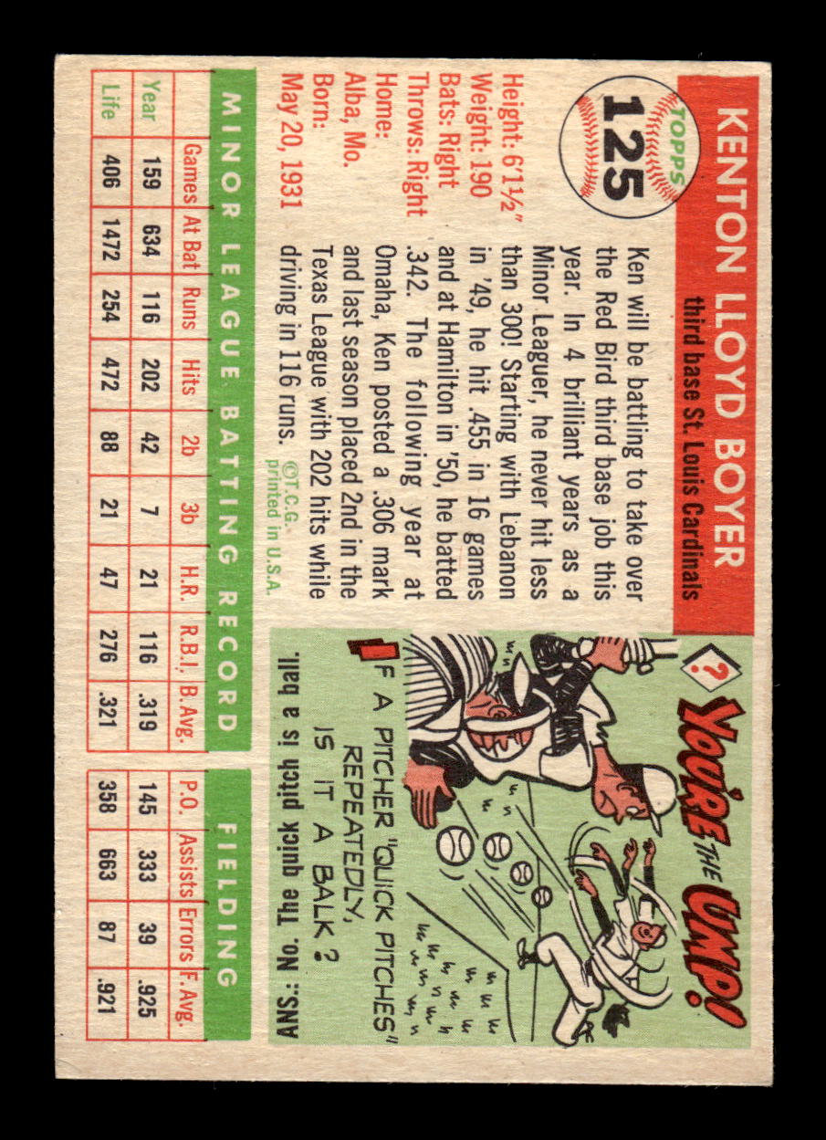 1955 Topps #125 Ken Boyer Excellent HOF-10003910