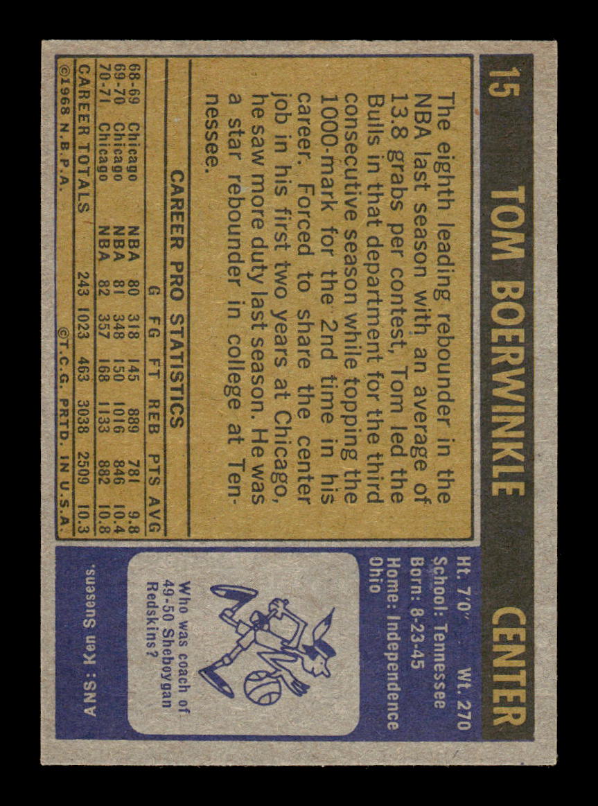 1971-72 Topps #15 Tom Boerwinkle Excellent HOF-10003917