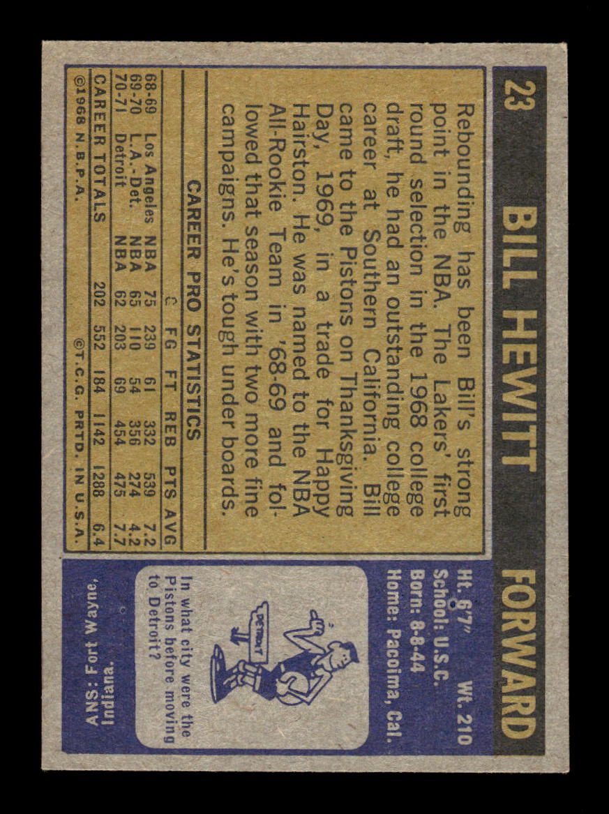 1971-72 Topps #23 Bill Hewitt Excellent HOF-10003919