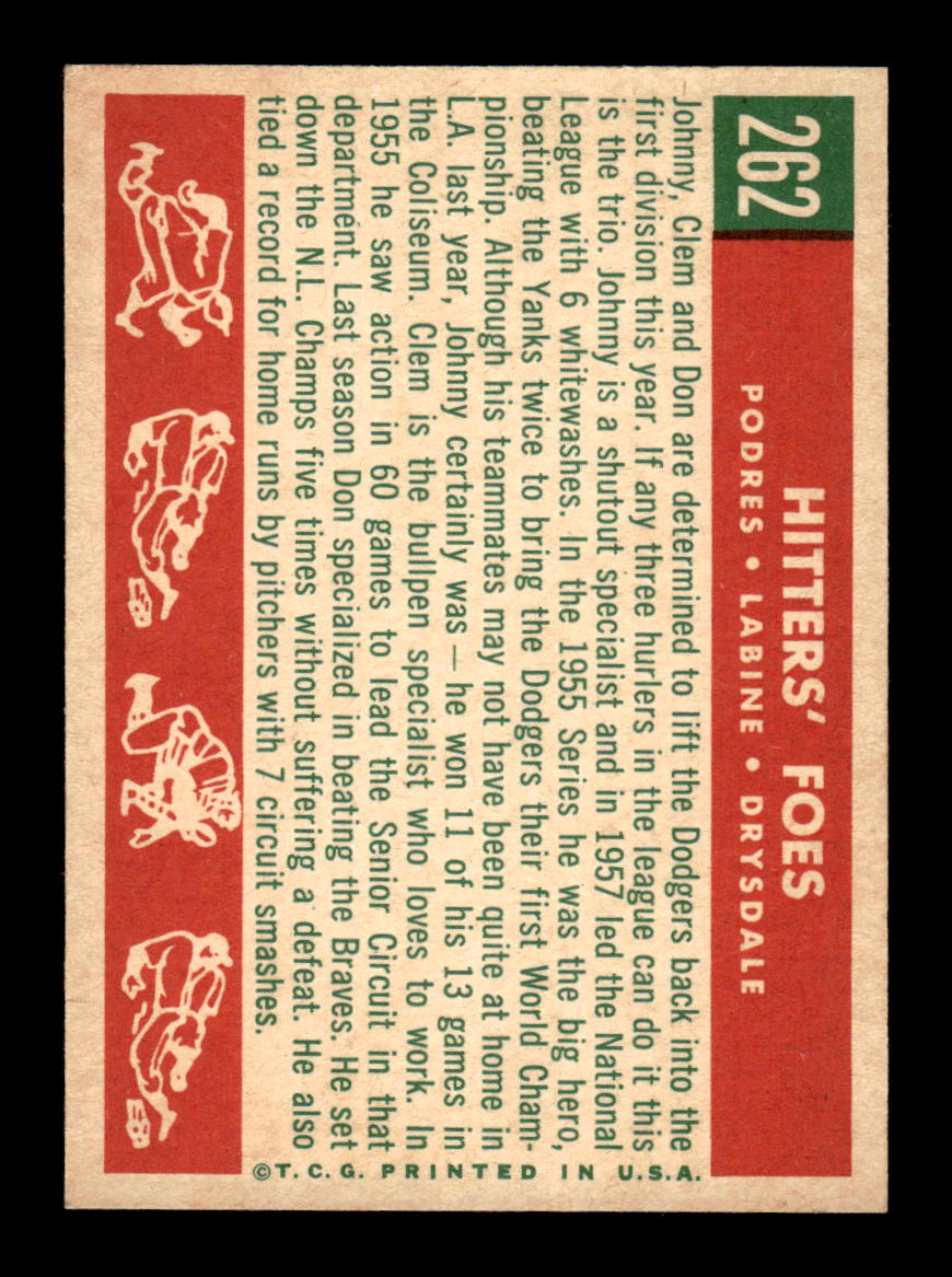 1959 Topps #262 Hitters Foes Podres Labine Drysdale NM HOF-10003979
