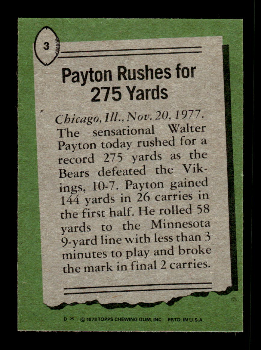 1978 Topps #3 Walter Payton Excellent HOF-10003986