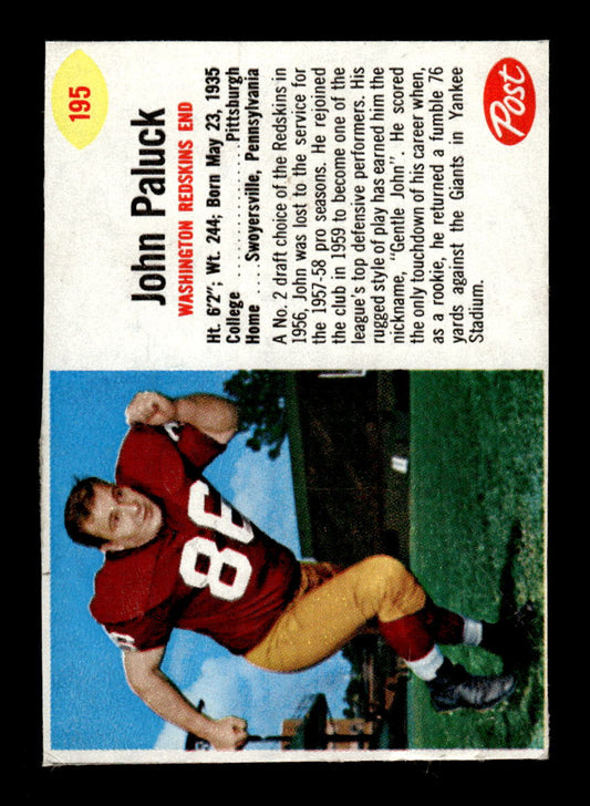 1962 Post Cereal #195 John Paluck Very Good HOF-10003993