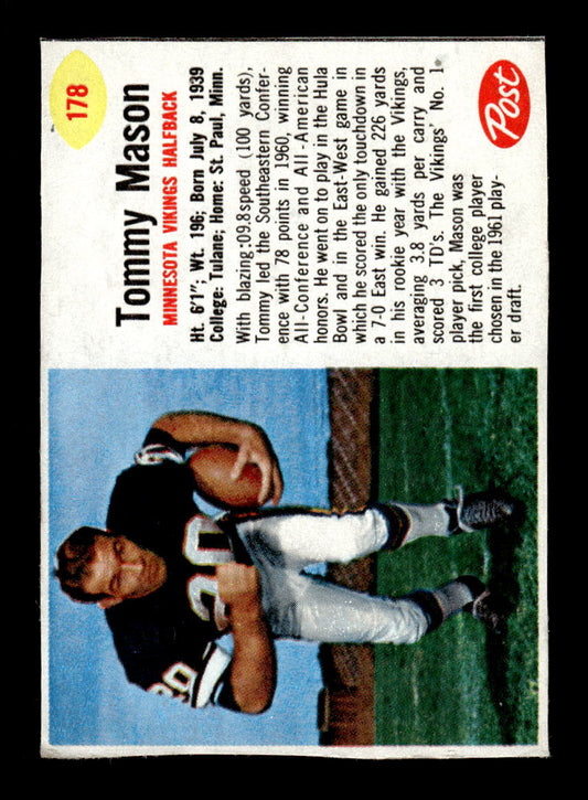 1962 Post Cereal #178 Tommy Mason Very Good HOF-10003995
