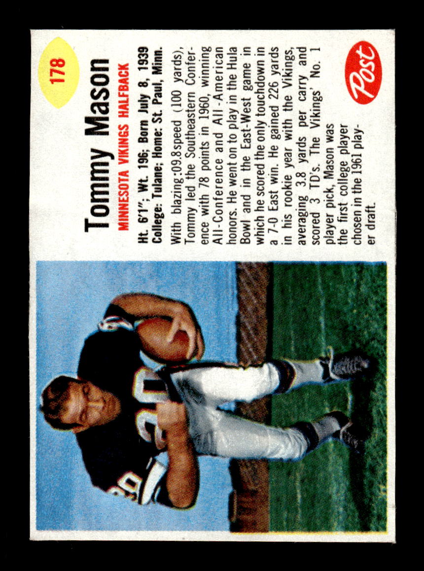 1962 Post Cereal #178 Tommy Mason Very Good HOF-10003996