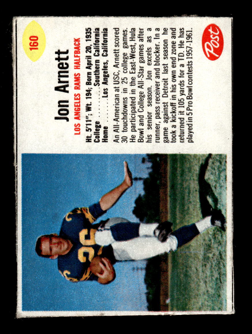 1962 Post Cereal #160 Jon Arnett Very Good HOF-10003998