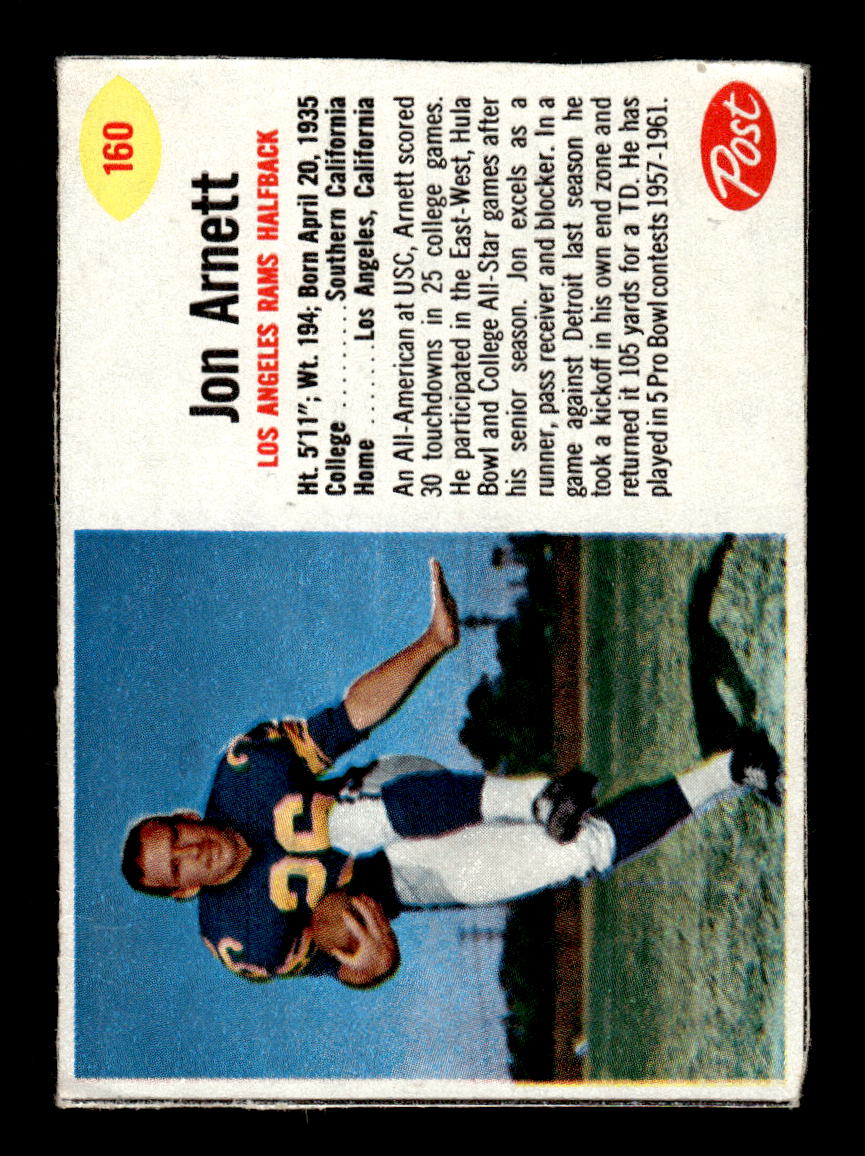 1962 Post Cereal #160 Jon Arnett Very Good HOF-10003999