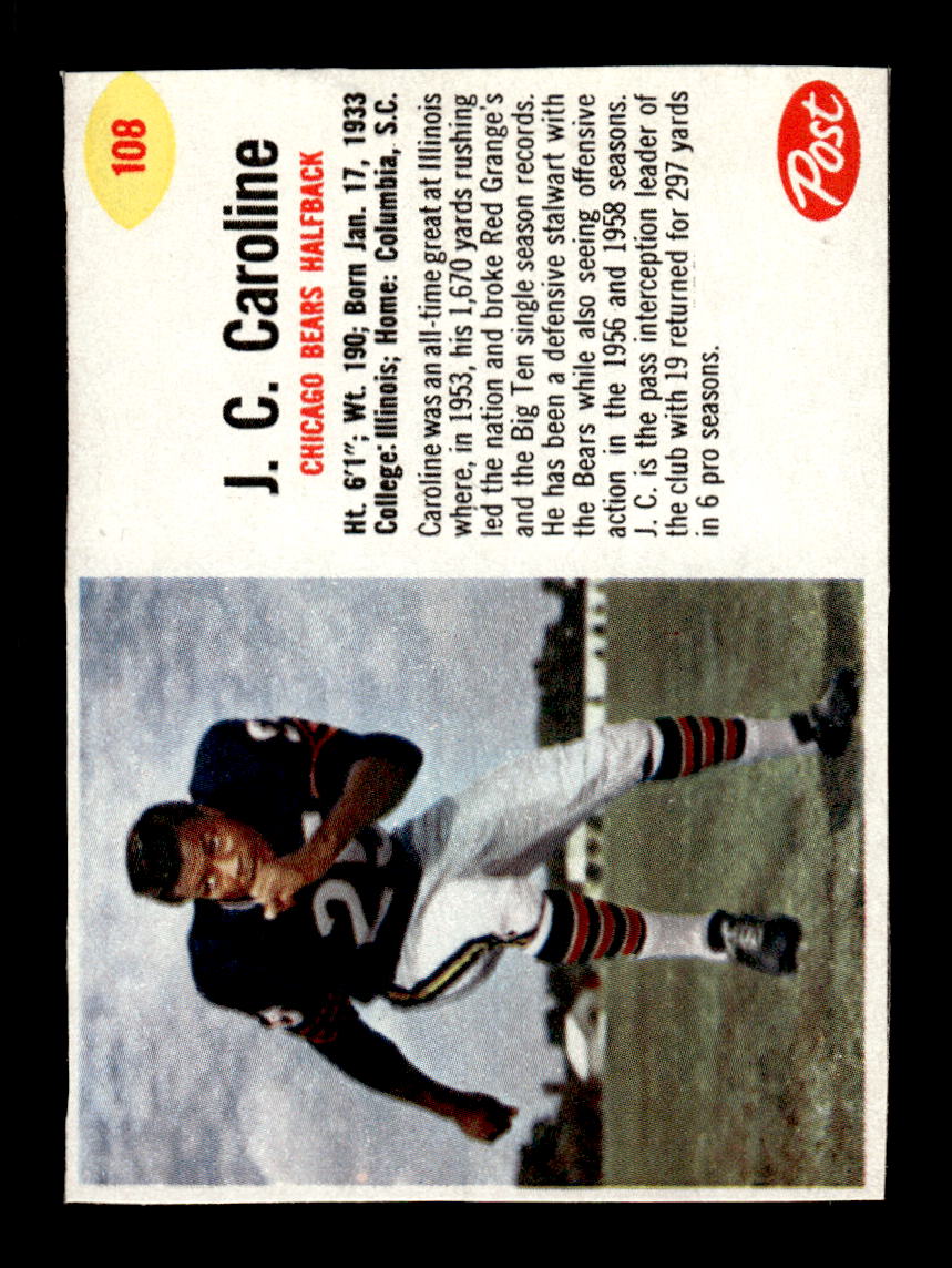 1962 Post Cereal #108 J.C. Caroline Very Good HOF-10004005