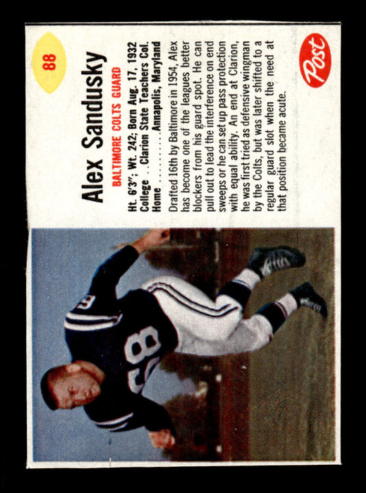 1962 Post Cereal #88 Alex Sandusky Very Good HOF-10004008