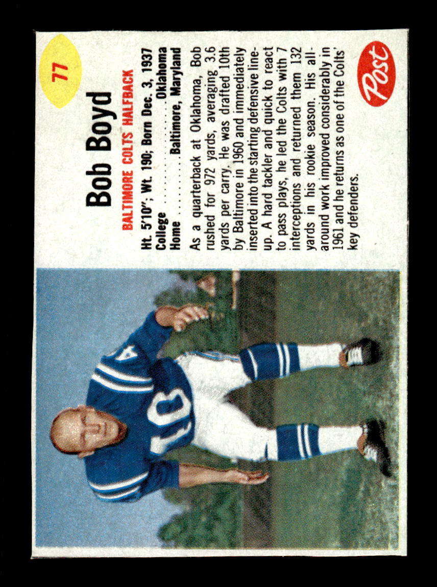 1962 Post Cereal #77 Bob Boyd Very Good HOF-10004009