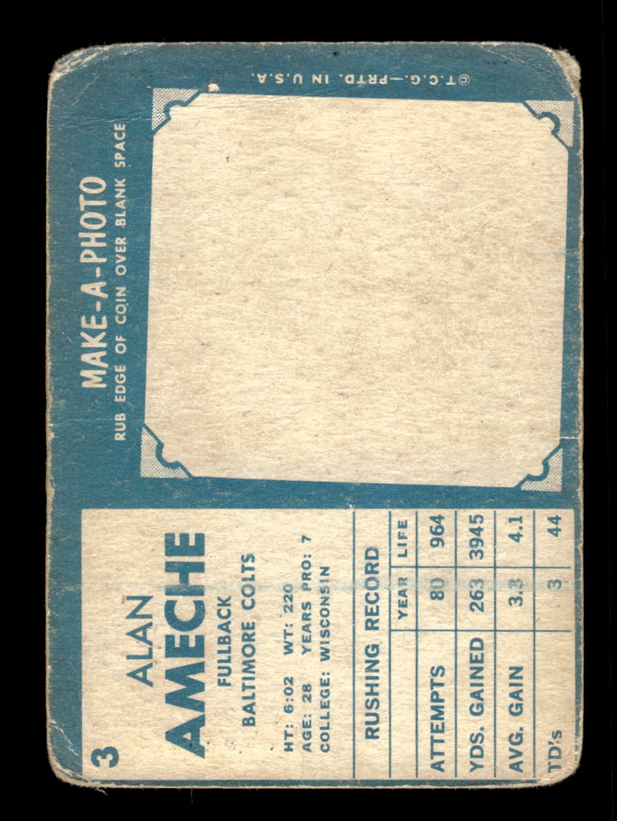 1961 Topps #3 Alan Ameche Poor HOF-10004014