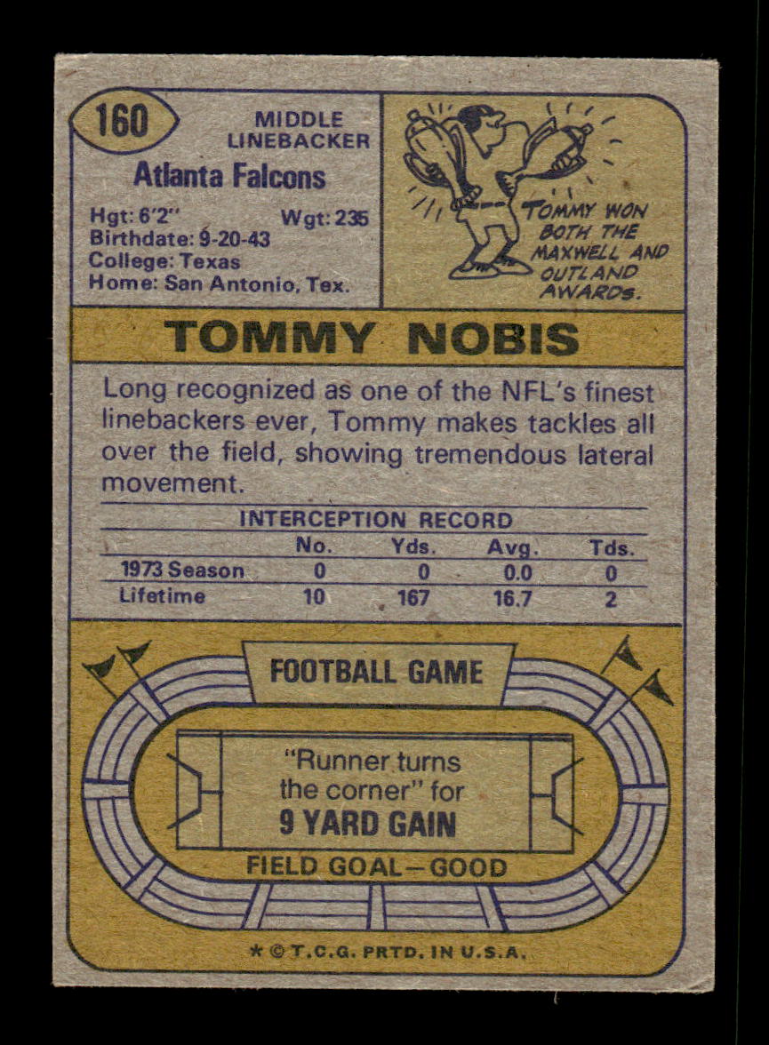 1974 Topps #160 Tommy Nobis Very Good HOF-10004020