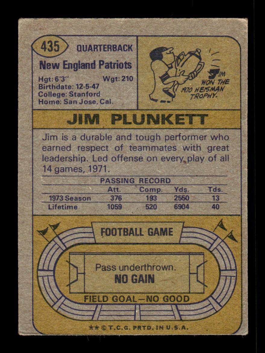 1974 Topps #435 Jim Plunkett Very Good HOF-10004024