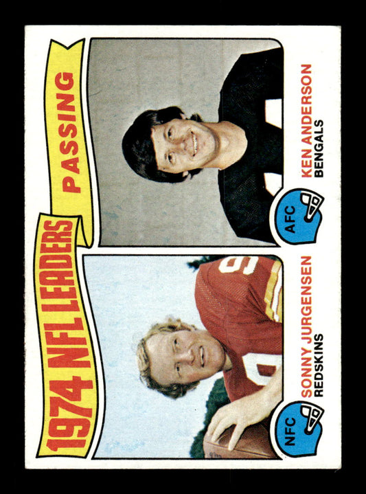1975 Topps #2 1974 NFL Passing Leaders (Sonny Jurgensen / Ken Anderson) LL Very Good HOF-10004025