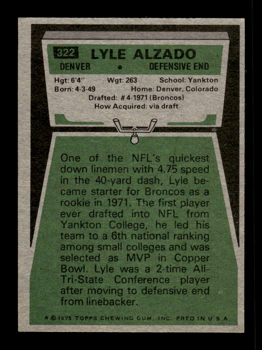 1975 Topps #322 Lyle Alzado Very Good HOF-10004035