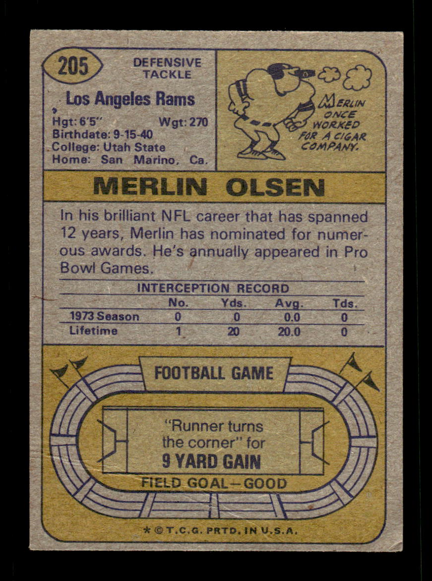 1974 Topps #205 Merlin Olsen Very Good HOF-10004039