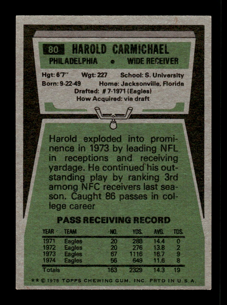 1975 Topps #80 Harold Carmichael Very Good HOF-10004046