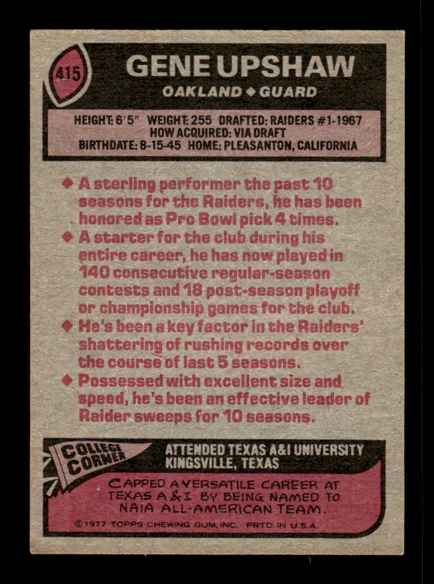 1977 Topps #415 Gene Upshaw Very Good HOF-10004060