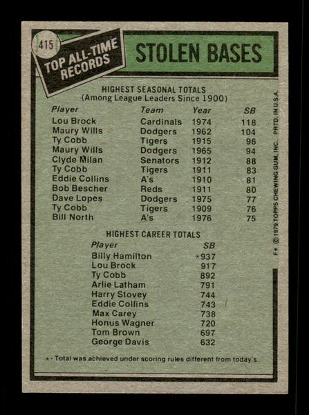 1979 Topps #415 All-Time Record HoldersLou Brock EXMT PACK FRESH HOF-10004081