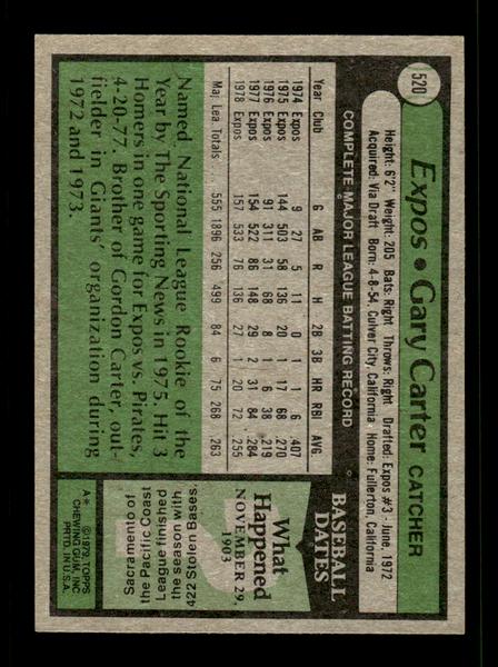 1979 Topps #520 Gary Carter EXMT PACK FRESH HOF-10004084