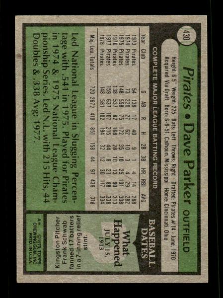 1979 Topps #430 Dave Parker EXMT PACK FRESH HOF-10004087