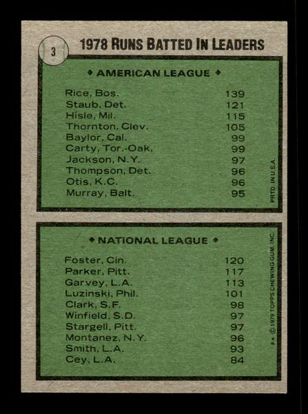 1979 Topps #3 RBI Leaders Rice Foster EXMT PACK FRESH HOF-10004093