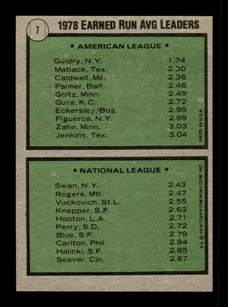 1979 Topps #7 1978 ERA Leaders Guidry EXMT PACK FRESH HOF-10004096