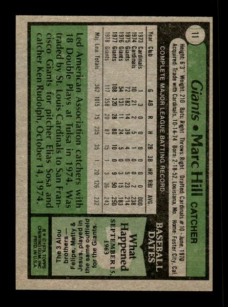 1979 Topps #11 Marc Hill EXMT PACK FRESH HOF-10004100