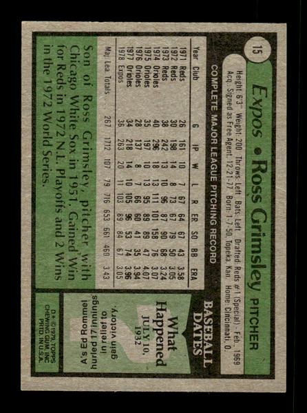 1979 Topps #15 Ross Grimsley EXMT PACK FRESH HOF-10004104