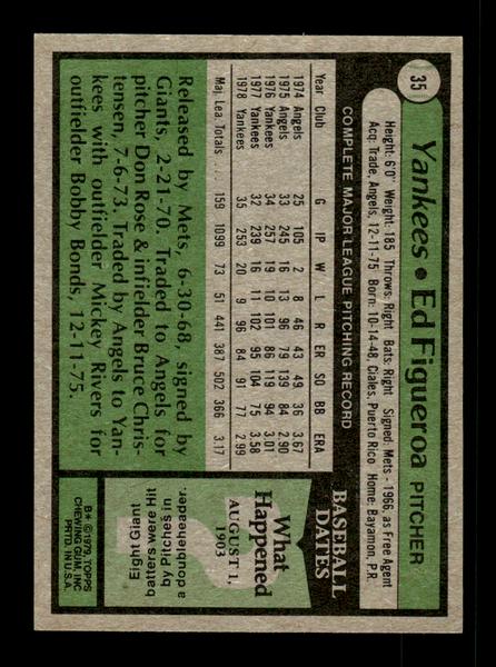 1979 Topps #35 Ed Figueroa EXMT PACK FRESH HOF-10004125